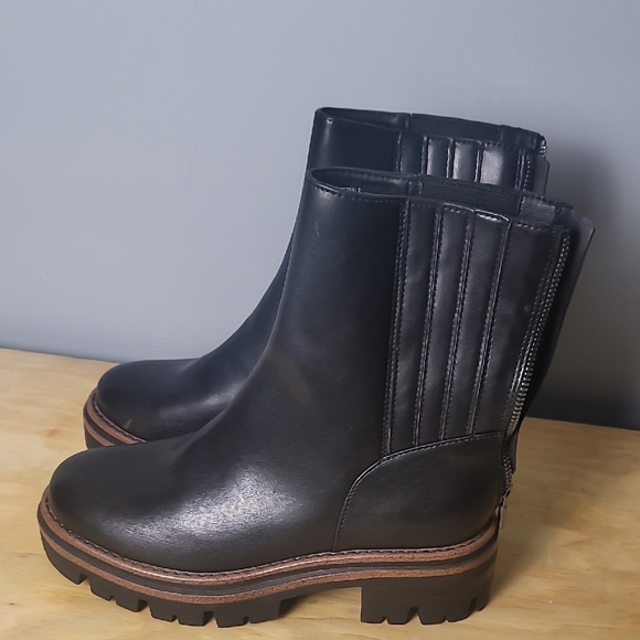 Korks Kork-Ease Vivi Lug Black Chunky Heel Ankle Boots - Picture 3 of 10